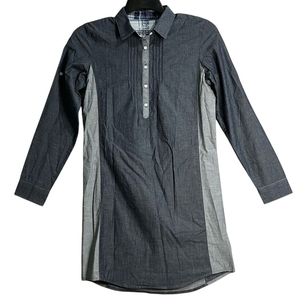Kuhl Long Sleeve Kiley Shirt Dress Womens Size‎ XS Grey Midi Length Rolled Tab